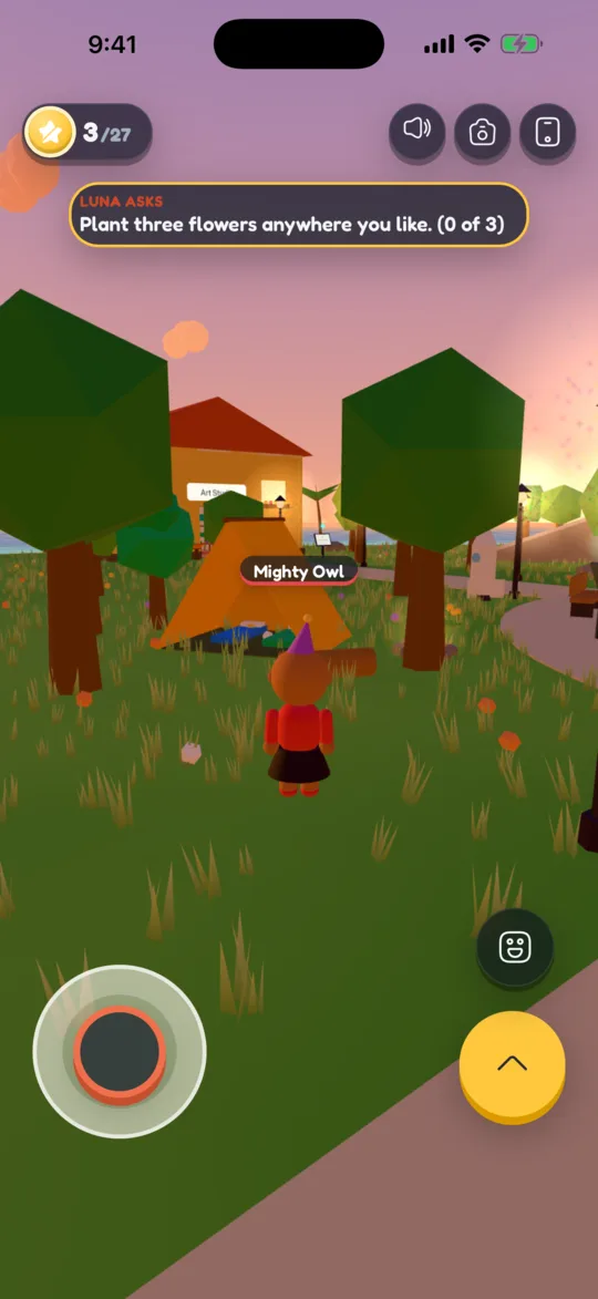 A campsite with a tent at sunset